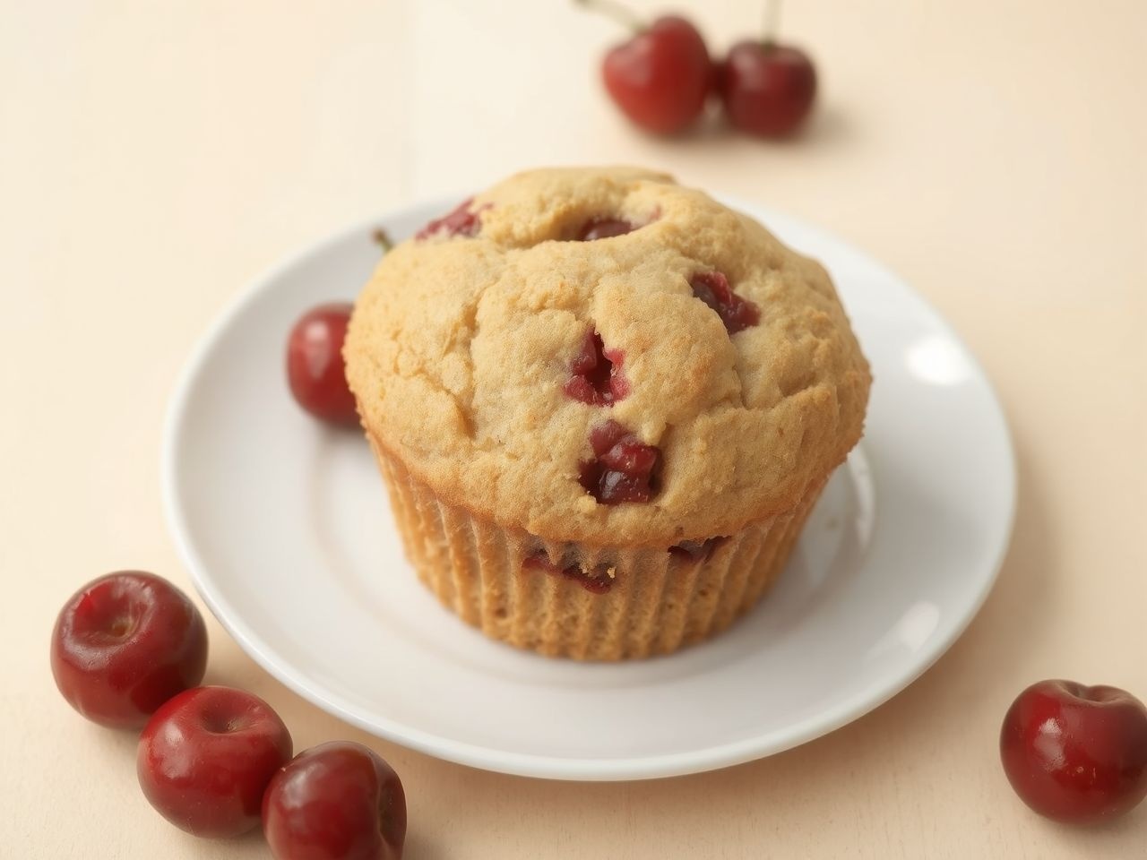 A cseresznyés muffin friss gyümölccsel garantáltan elnyeri vendégeid tetszését.