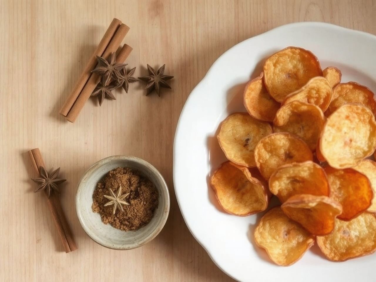 Az fahéj és szerecsendió fokozza az alma chips ízét.