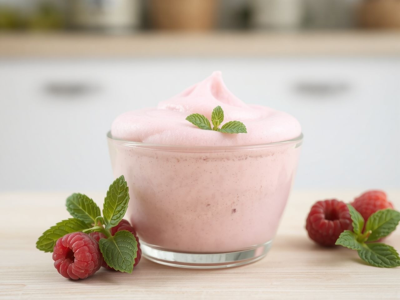 A málnás mousse lelke a friss málna és lágy krém.