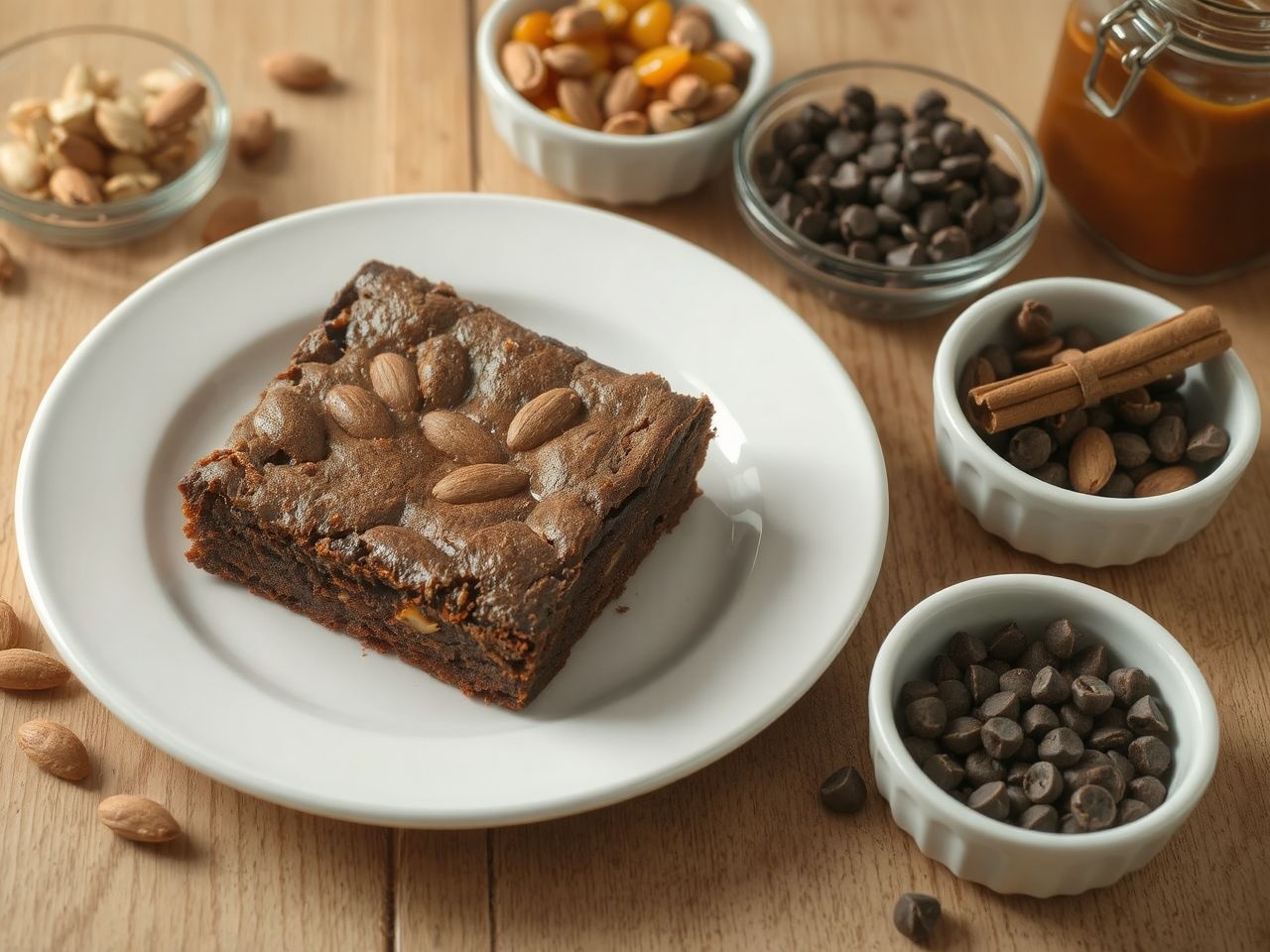 A mandulás brownie ízesíthető fahéjjal, narancshéjjal vagy csokidarabokkal.