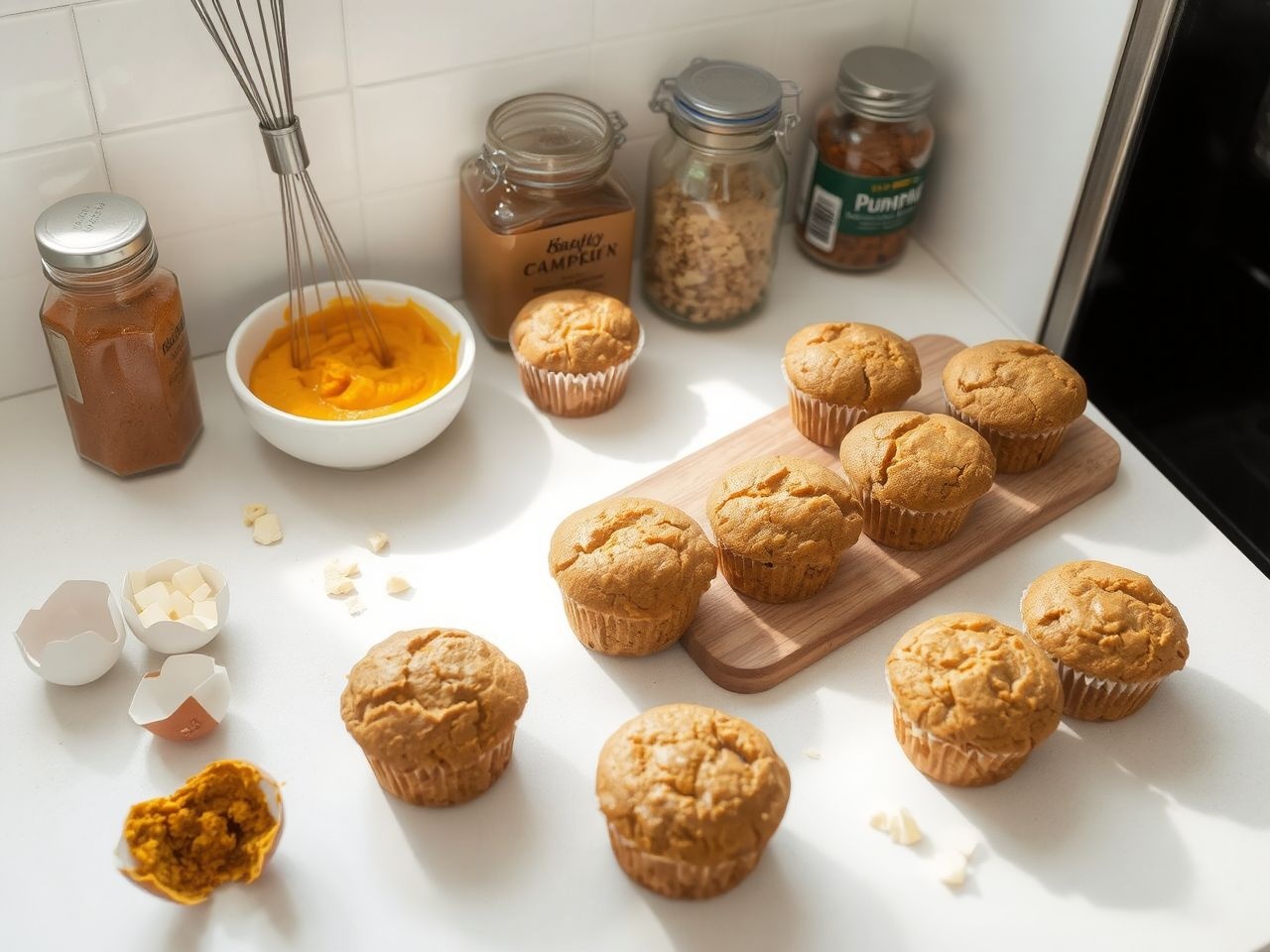 A túl nedves tészta miatt a muffin könnyen összeesik sütés után.