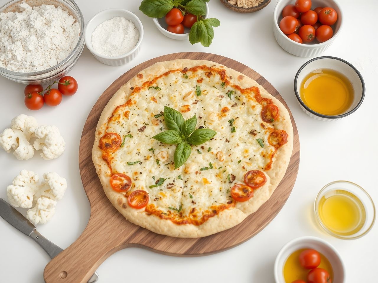 A karfiol pizza kiváló alacsony szénhidráttartalmú diétákhoz.