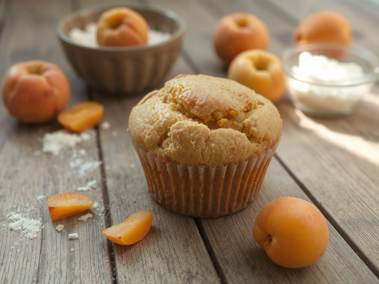 A sárgabarackos muffin tésztája könnyű és gyorsan elkészül.