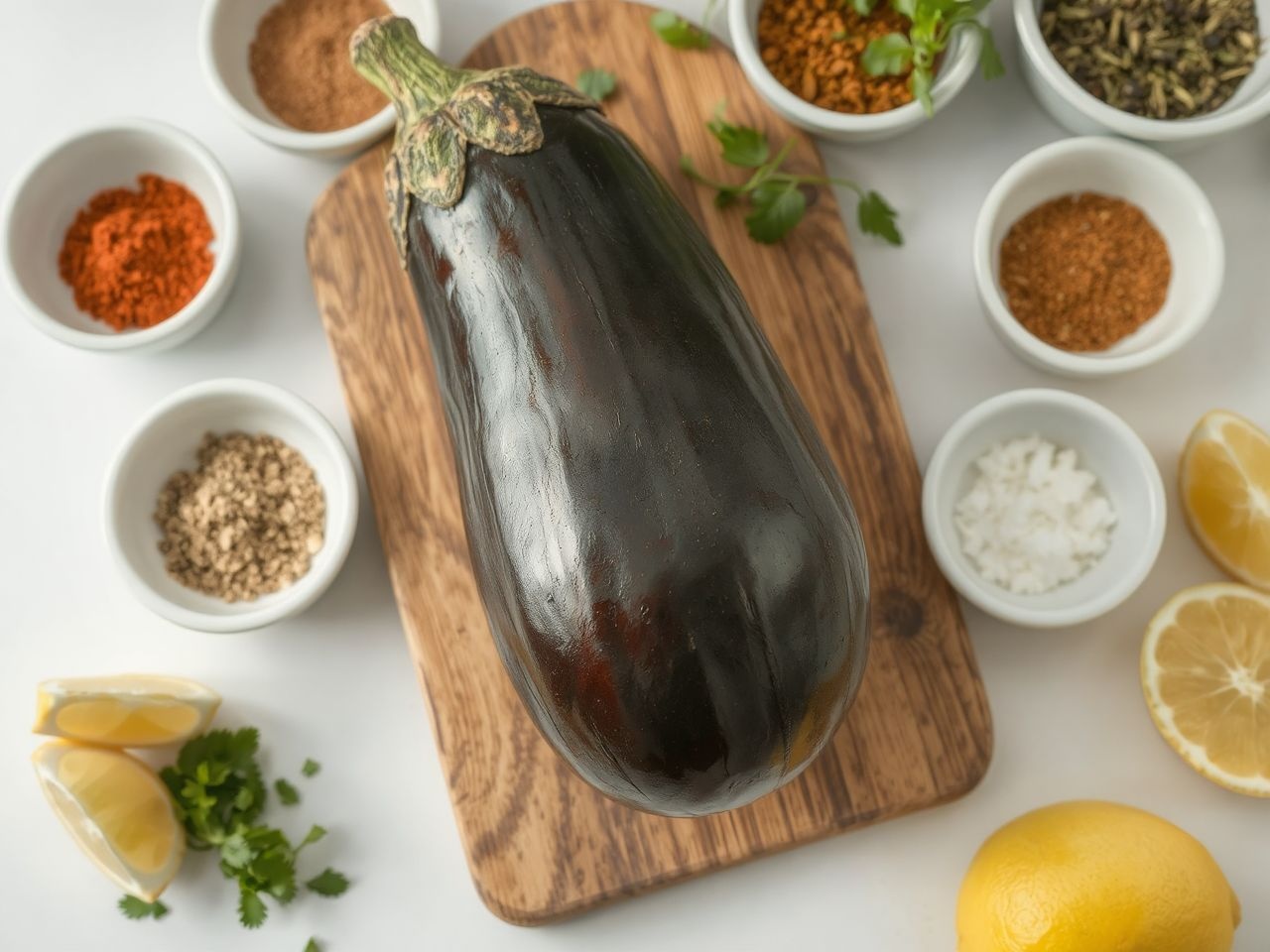 A fokhagyma és a füstölt paprika kiemeli padlizsán ízét.