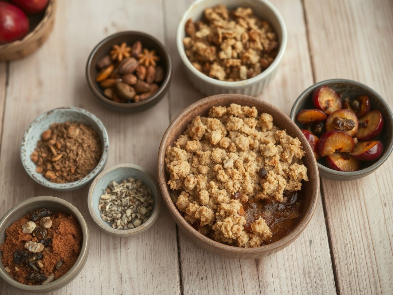 A fahéj és mandula feldobja a szilvás morzsasüti aromáját.