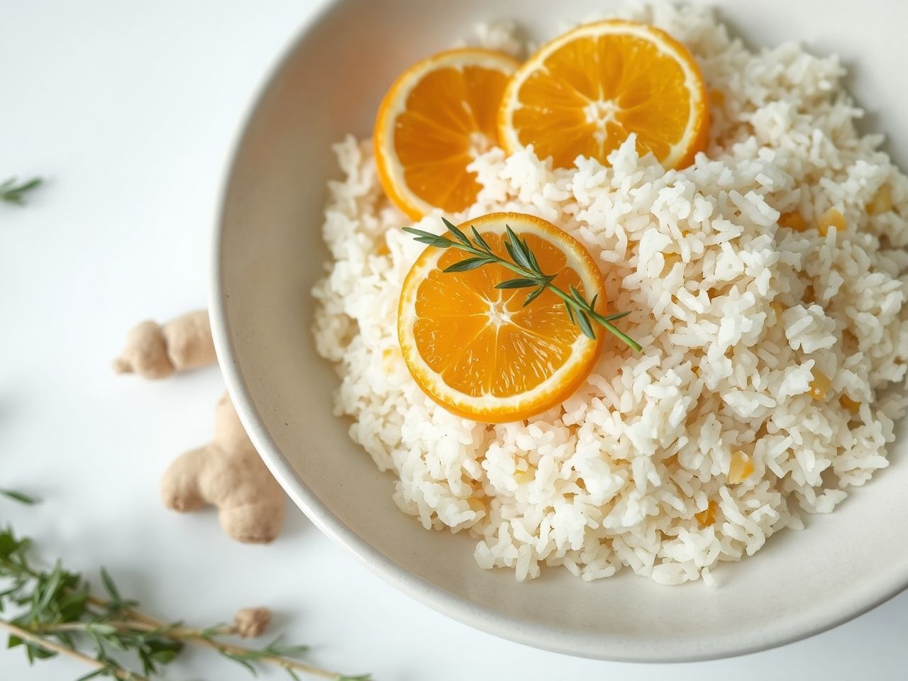 A citrus és gyömbér feldobja a rizs frissességét és ízét.