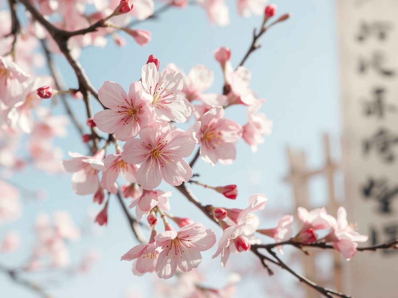 A cseresznyevirágzás a japán művészetben az élet mulandóságát szimbolizálja.