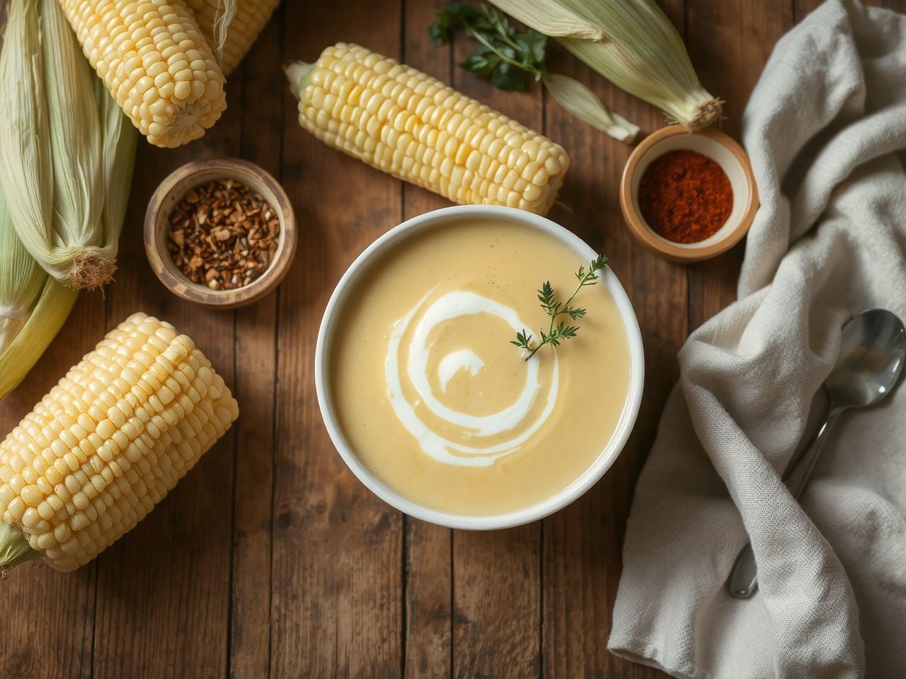 A tejszínes kukoricaleves krémesen gazdag, fűszeresen ellenállhatatlan.