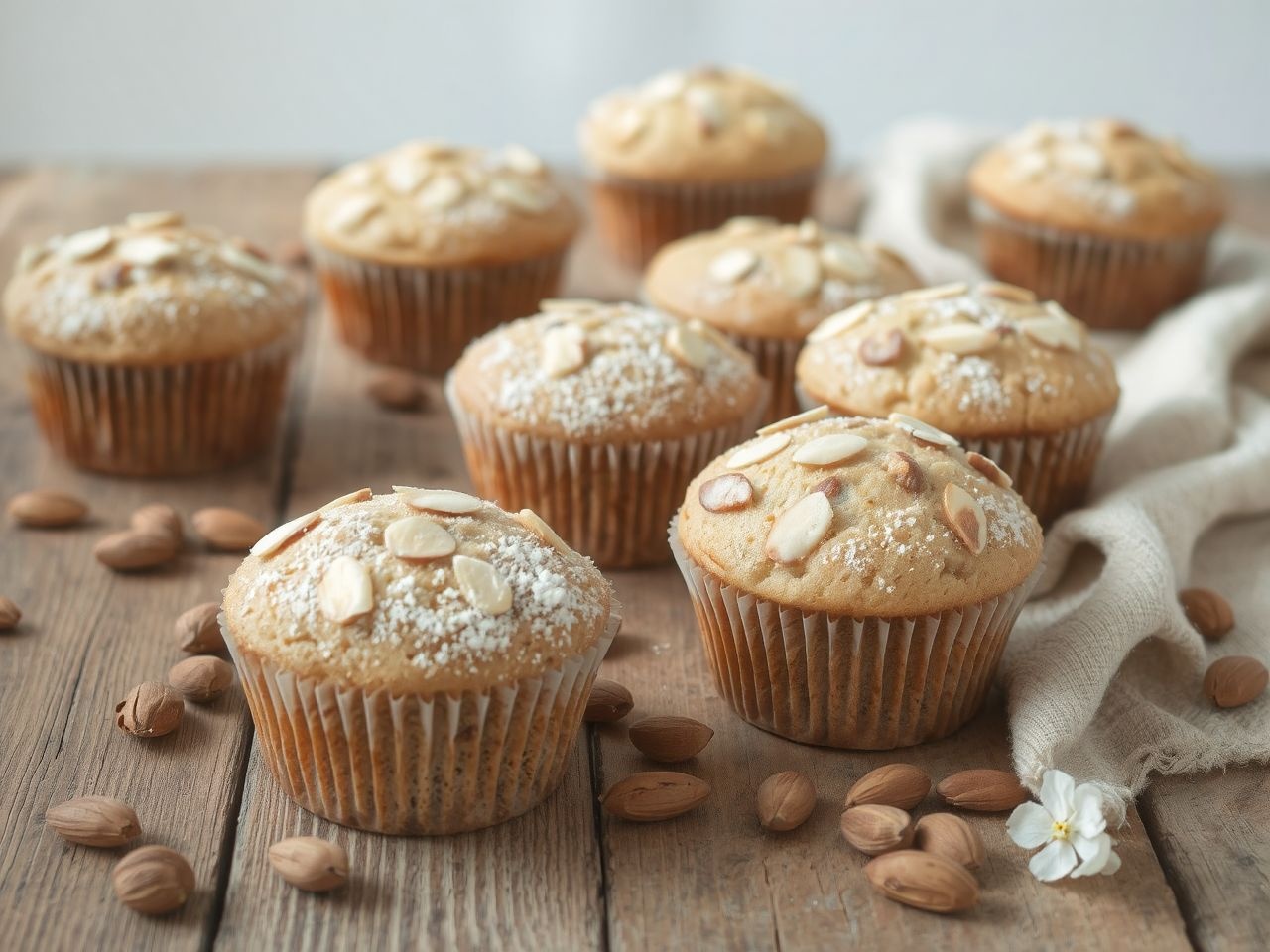 A mandulás muffin ízvilága gyümölccsel és csokoládéval is gazdagítható.