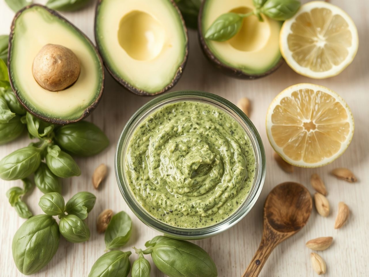 Az avokádós pesto ízét könnyen variálhatod fűszerekkel és magvakkal.