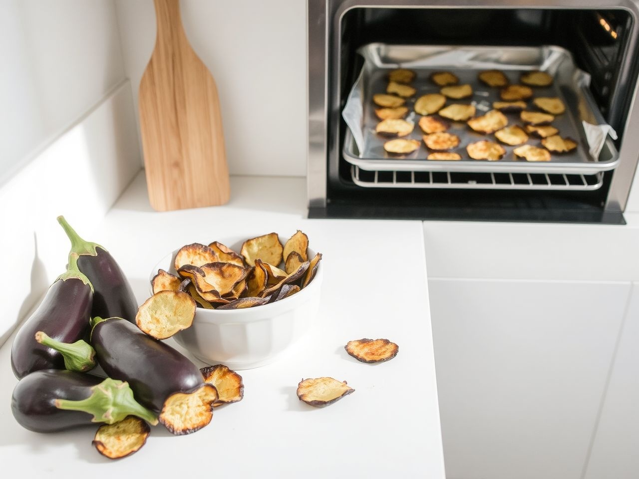 A padlizsán chips újrahasznosítja a zöldségmaradékokat fenntarthatóan.
