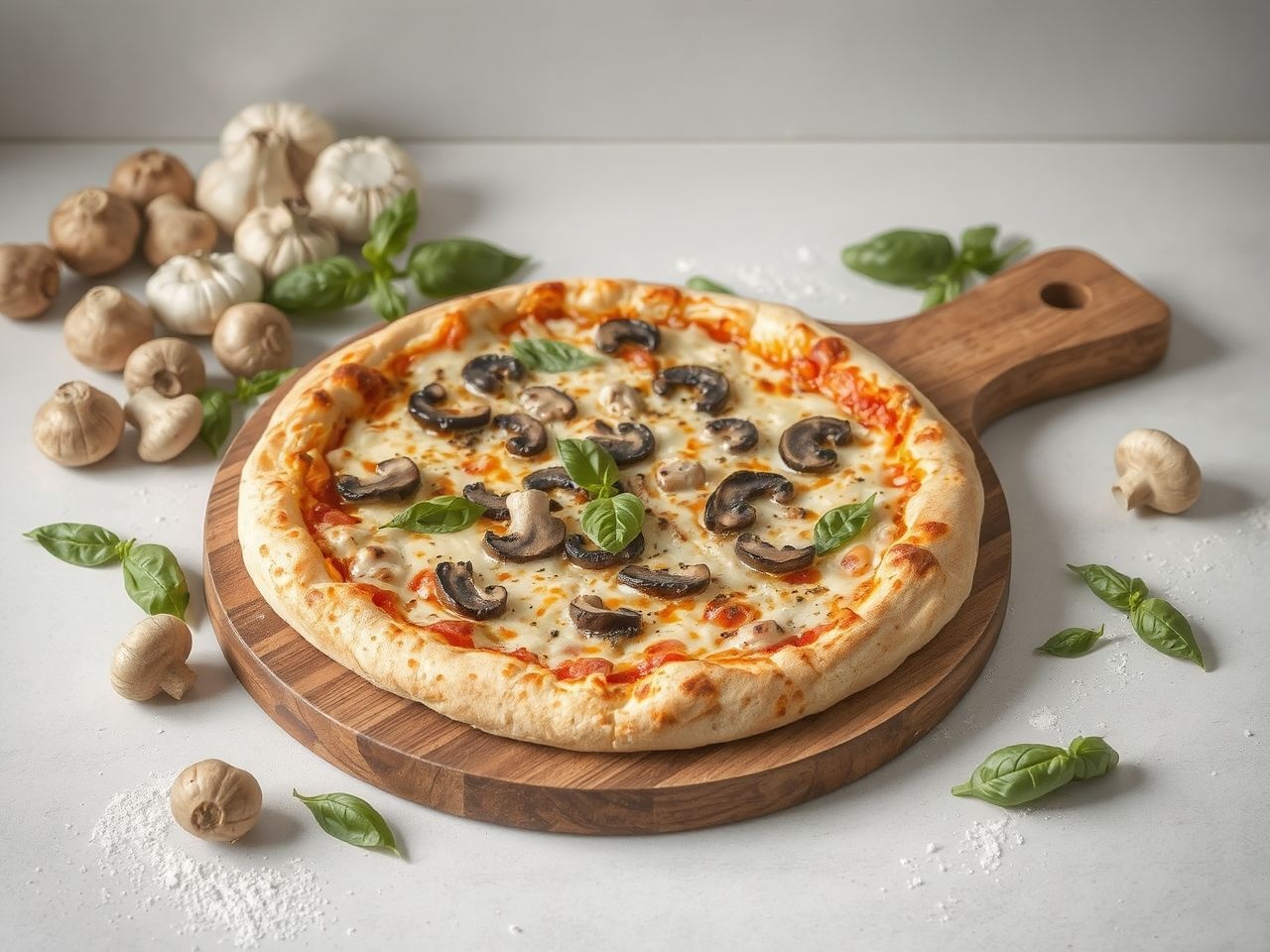 A gombás pizza gazdag umami ízvilággal varázsol el.