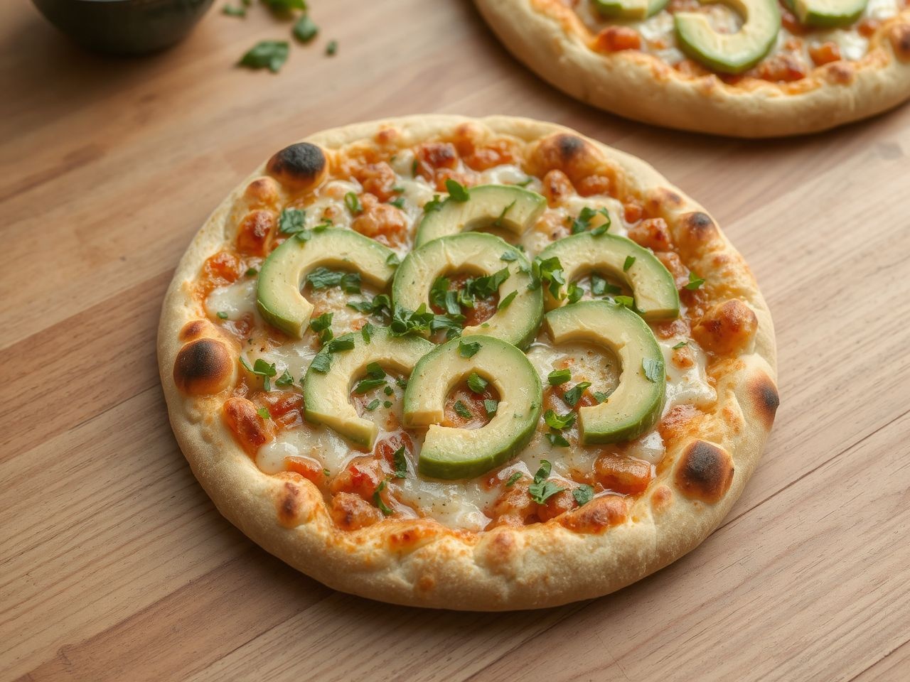 Az avokádó krémes íze tökéletesen harmonizál a pizzával.