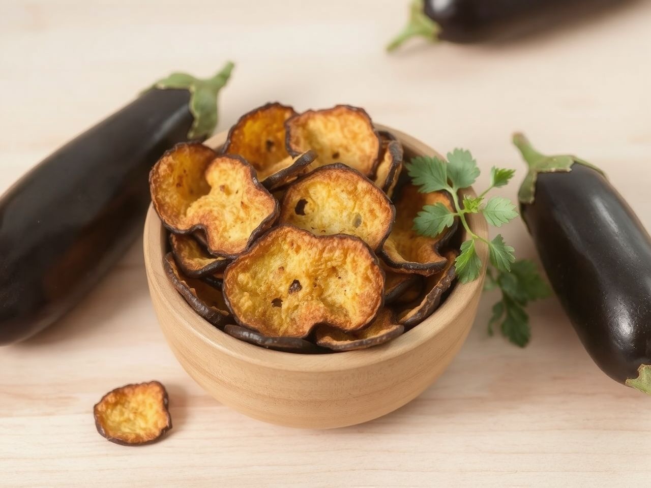 A padlizsán chips vitamindús és cukormentes gyerek nassolnivaló.