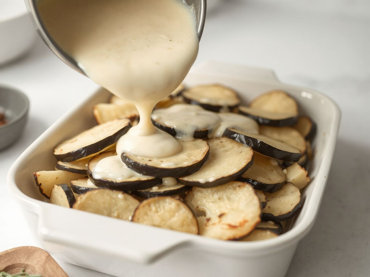 A besamel krémesebb állagot, a tejföl gazdagabb ízt ad.