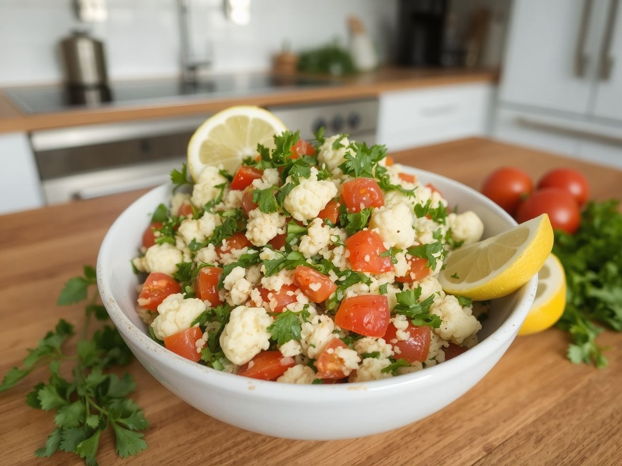 A karfiol tabouleh gluténmentes, vitaminokban gazdag frissítő saláta.