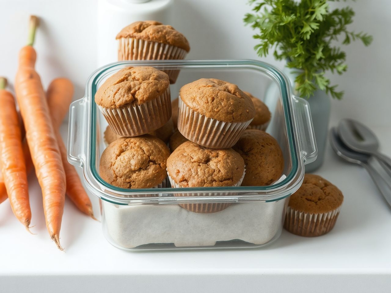 A hűtőben tárolva a sárgarépás muffin tovább friss marad.
