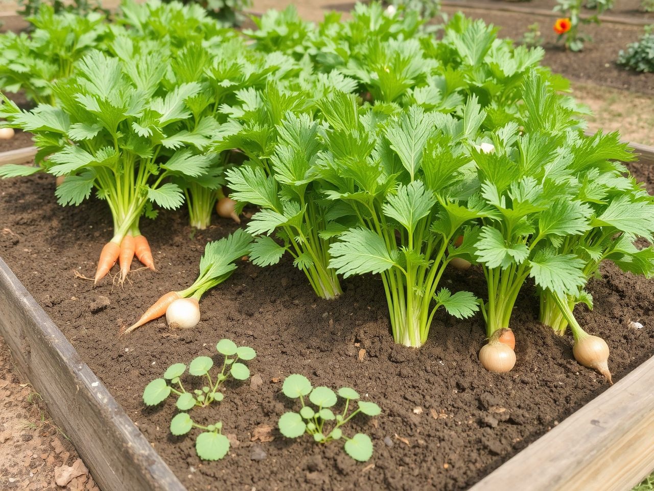 A társnövények segítik a zeller betegségeinek megelőzését.