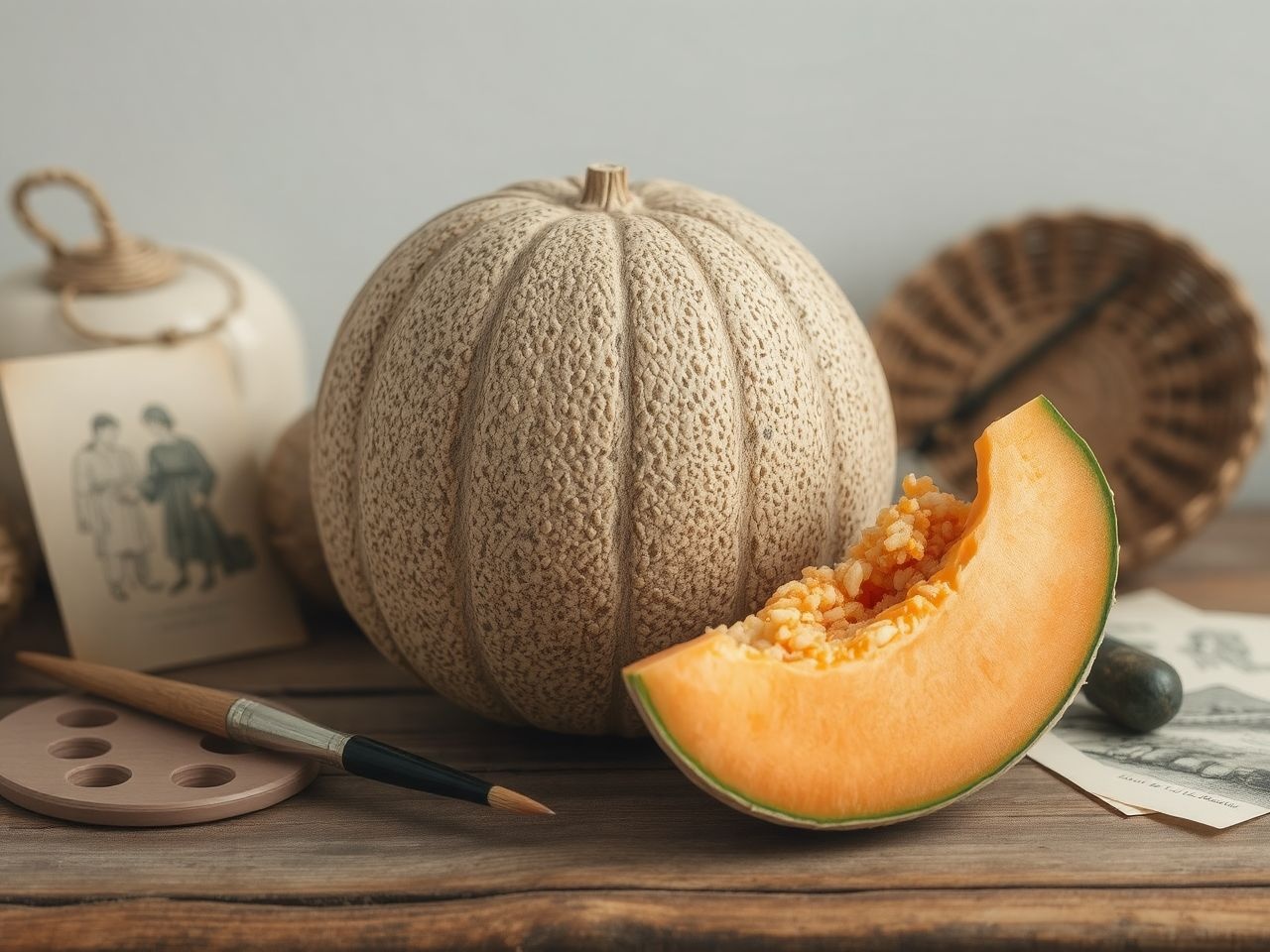 A Cantaloupe dinnye gyakran szerepel mediterrán művészeti alkotásokban.