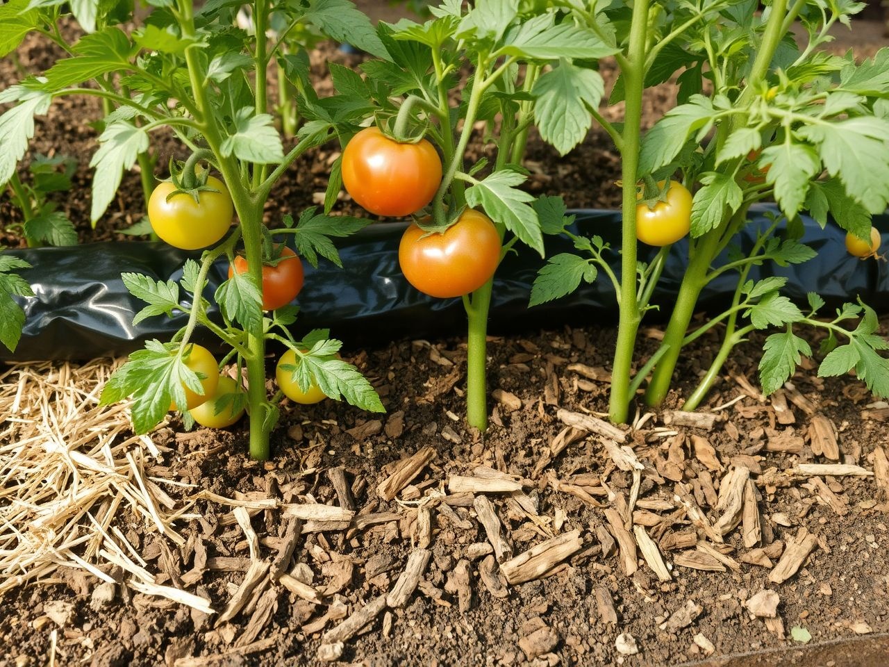 A szalma és fenyőkéreg a paradicsom legjobb mulcsanyagai.