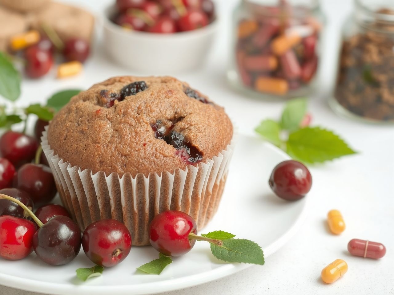 A meggyes muffin gazdag C-vitaminban és erős antioxidánsokban.