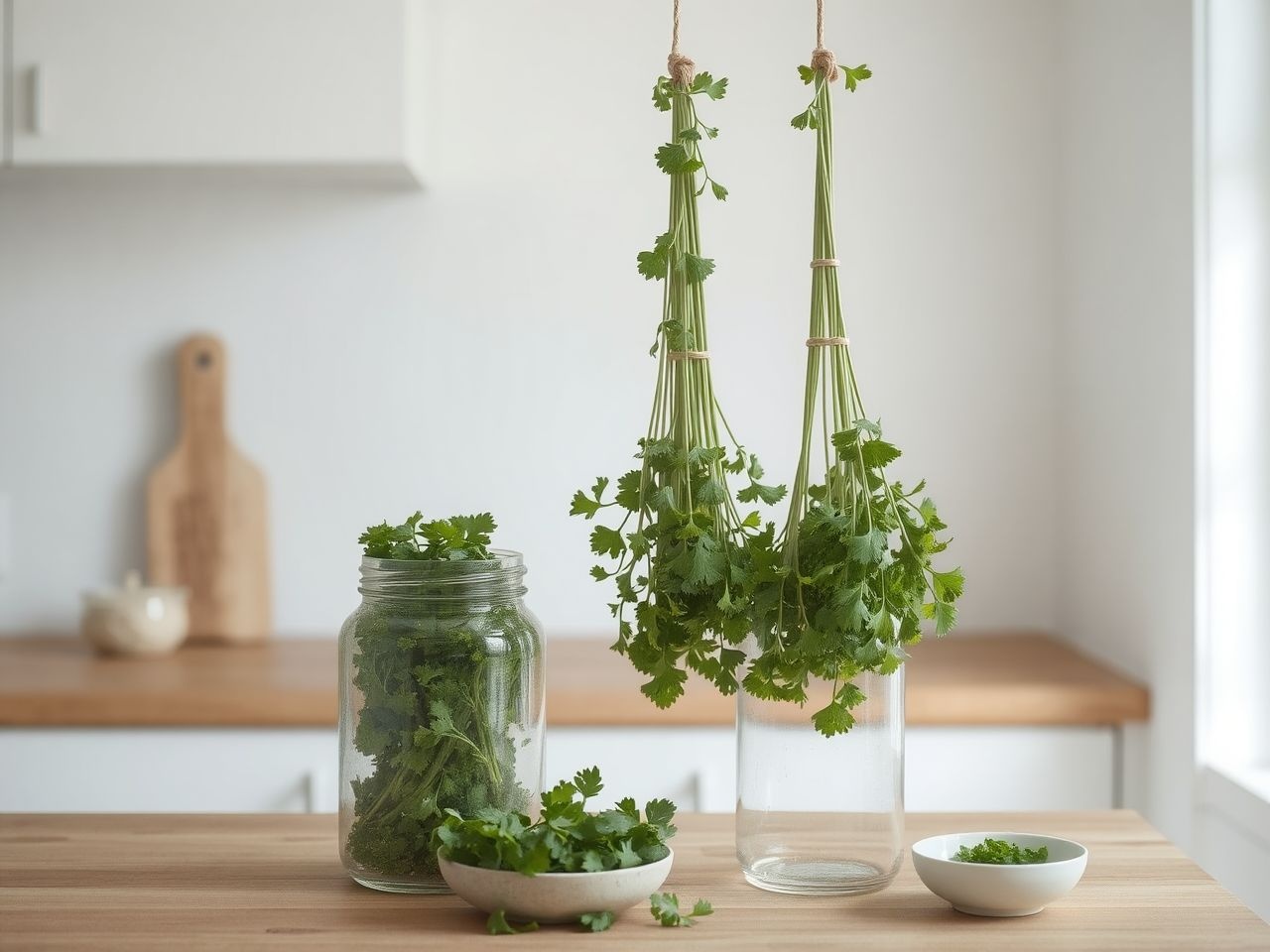 A petrezselymet nedves papírtörlőbe csomagolva hűtőben tároljuk.