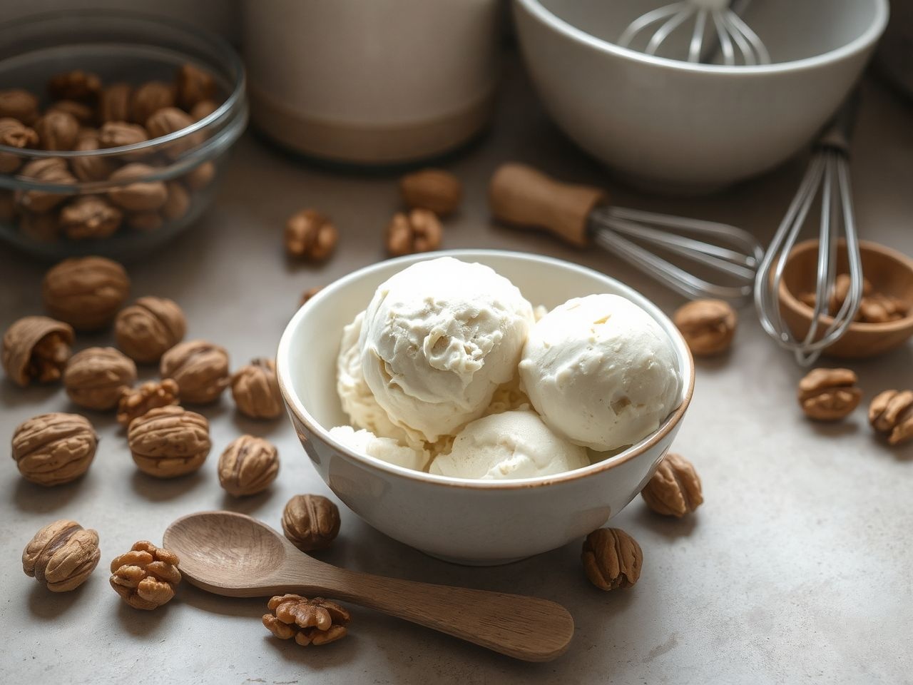 Fagylaltgép nélkül is krémes diófagylalt készülhet otthon könnyedén.