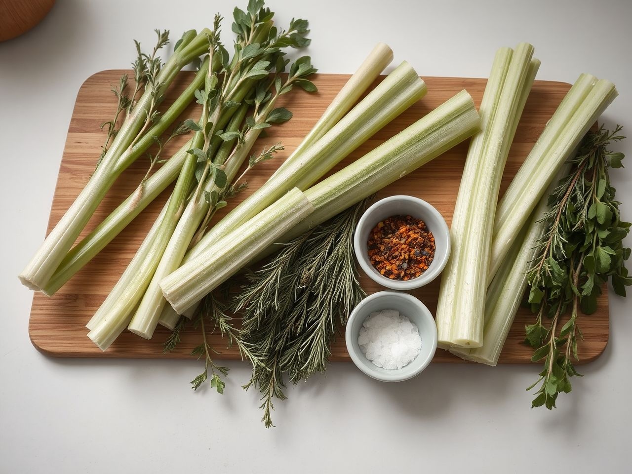 A friss rozmaring különlegessé teszi a párolt zeller ízét.