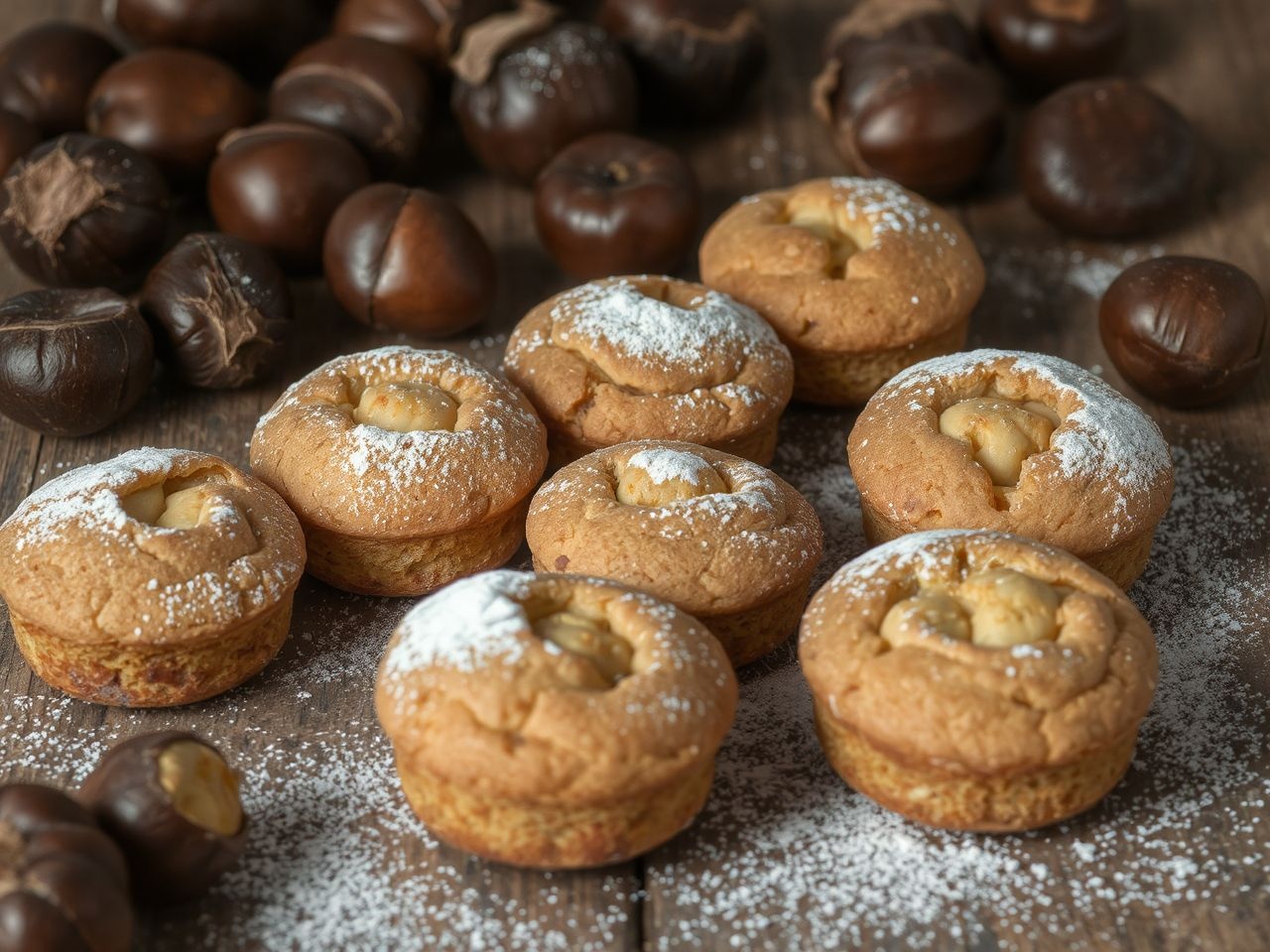 A gesztenyés sütemények illata betölti az egész konyhát.