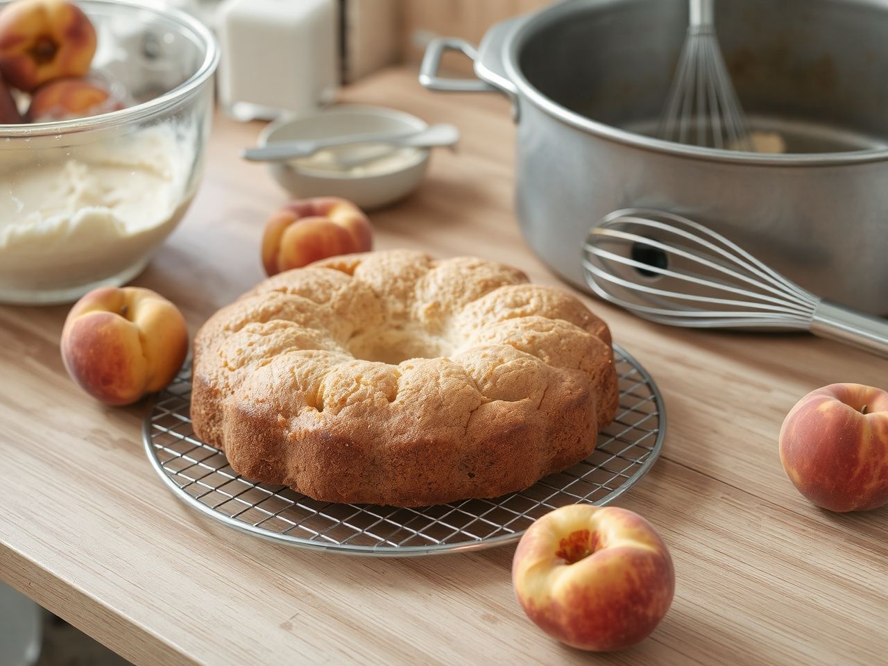 Az őszibarack édes íze ragyog a gyors kevert sütiben.