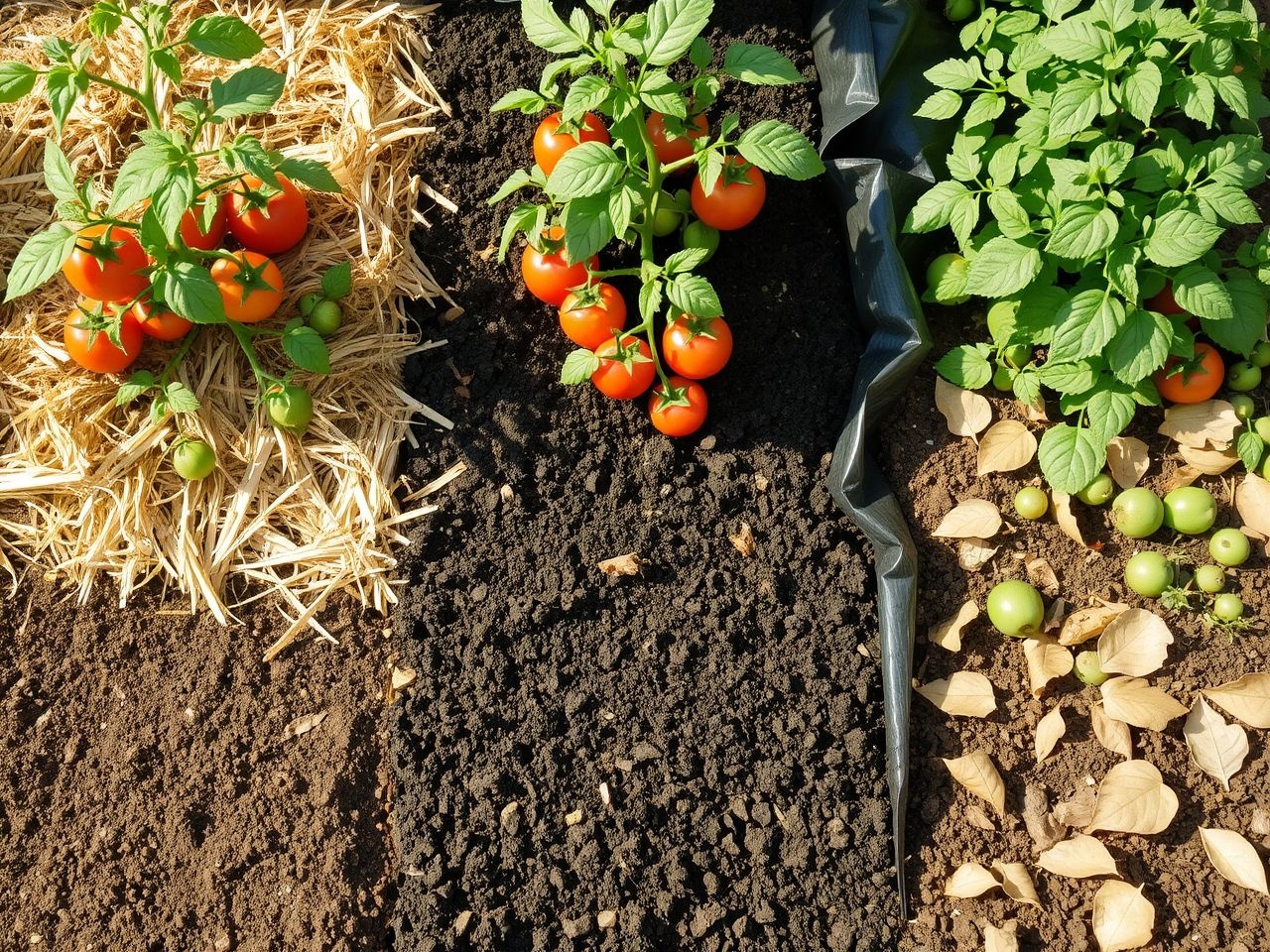 A mulcsozás csökkenti a talajnedvesség veszteségét és gyomokat.