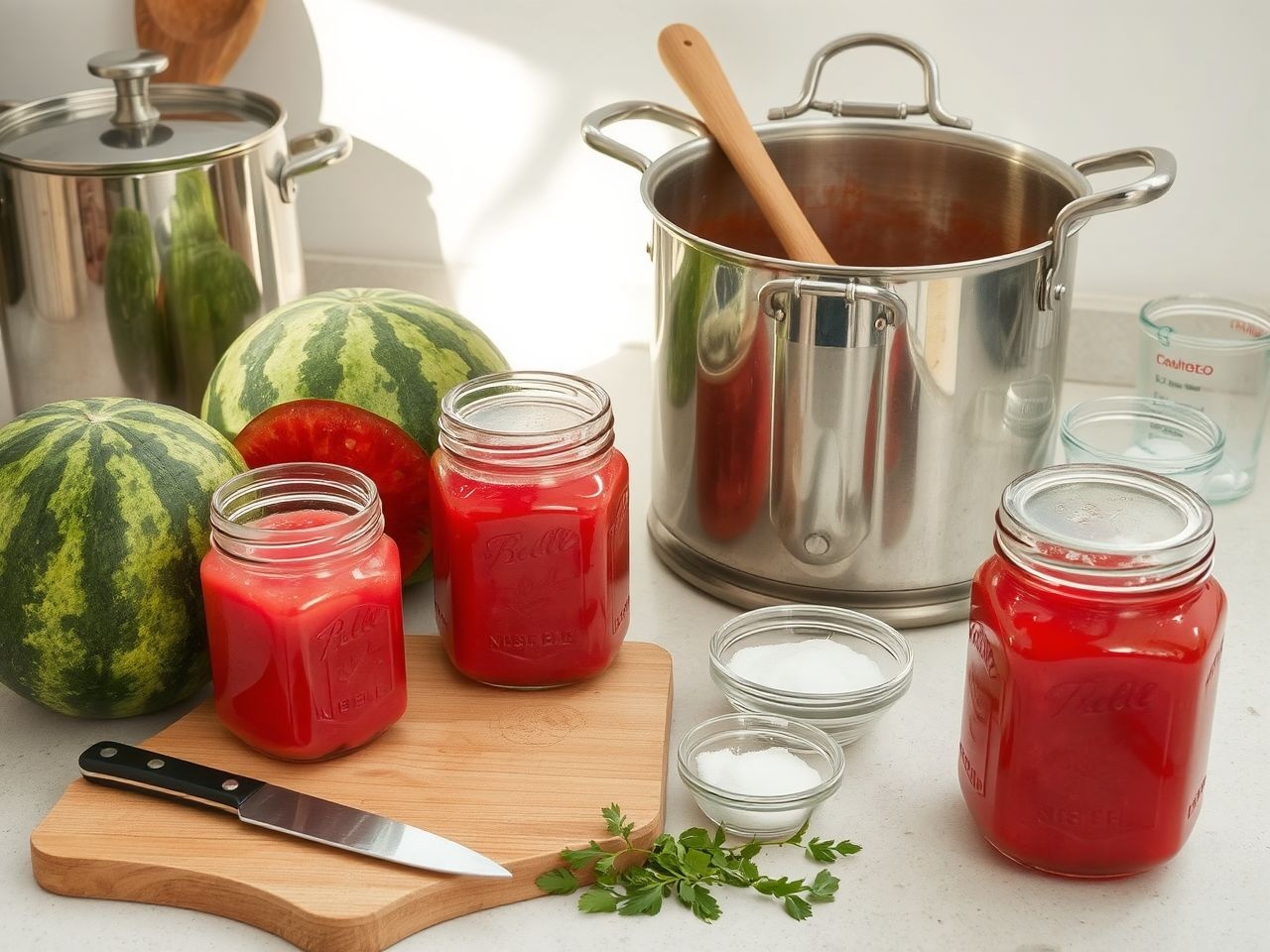 Az előkészített alapanyagok és tiszta eszközök garantálják a sikeres befőzést.