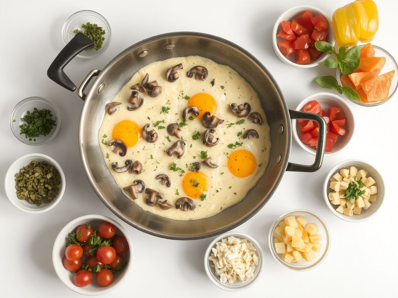 A gombás rántottát könnyen személyre szabhatod fűszerekkel, zöldségekkel.