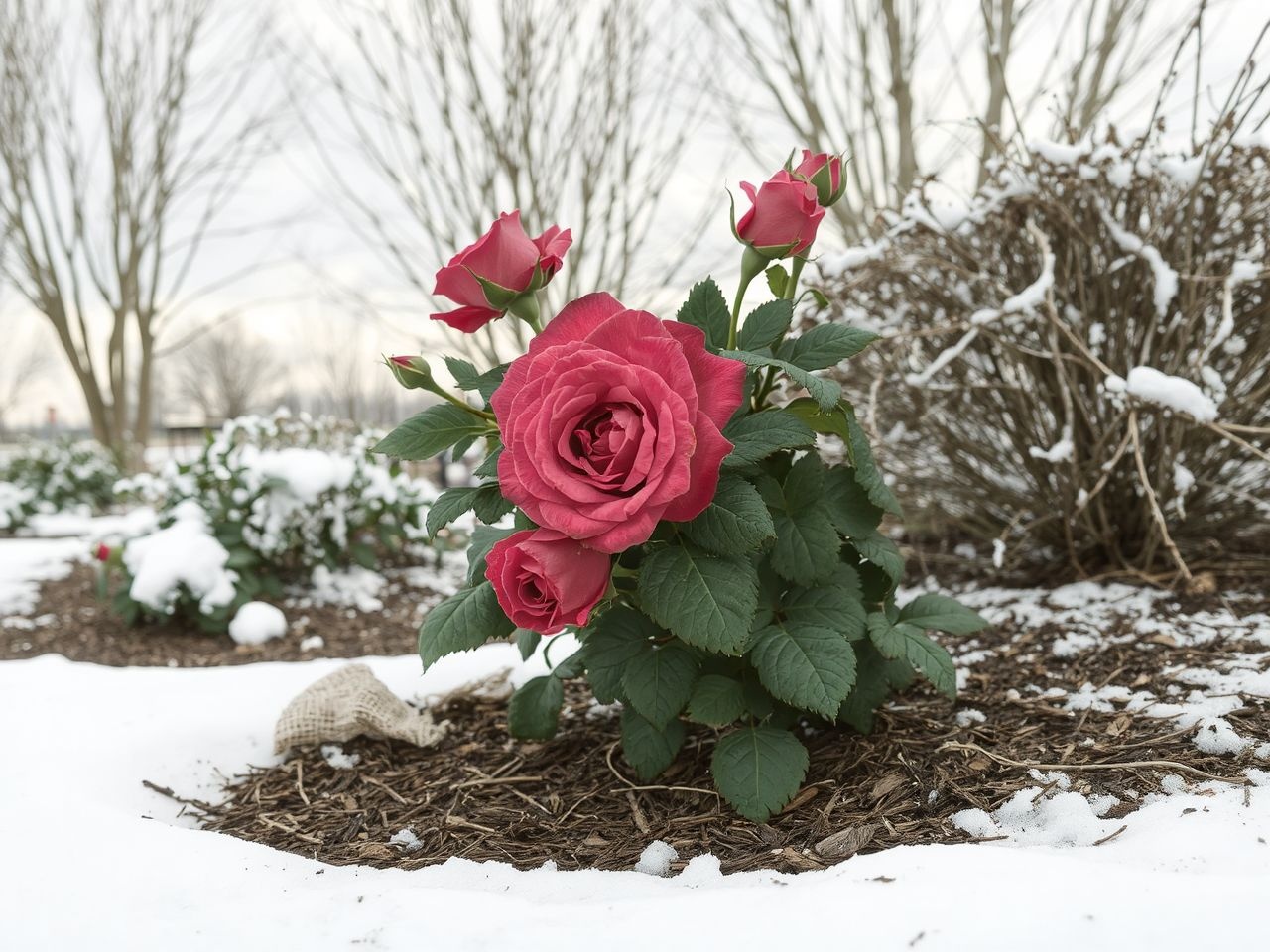 A rózsa téli takarása megvédi a fagyoktól és károktól.