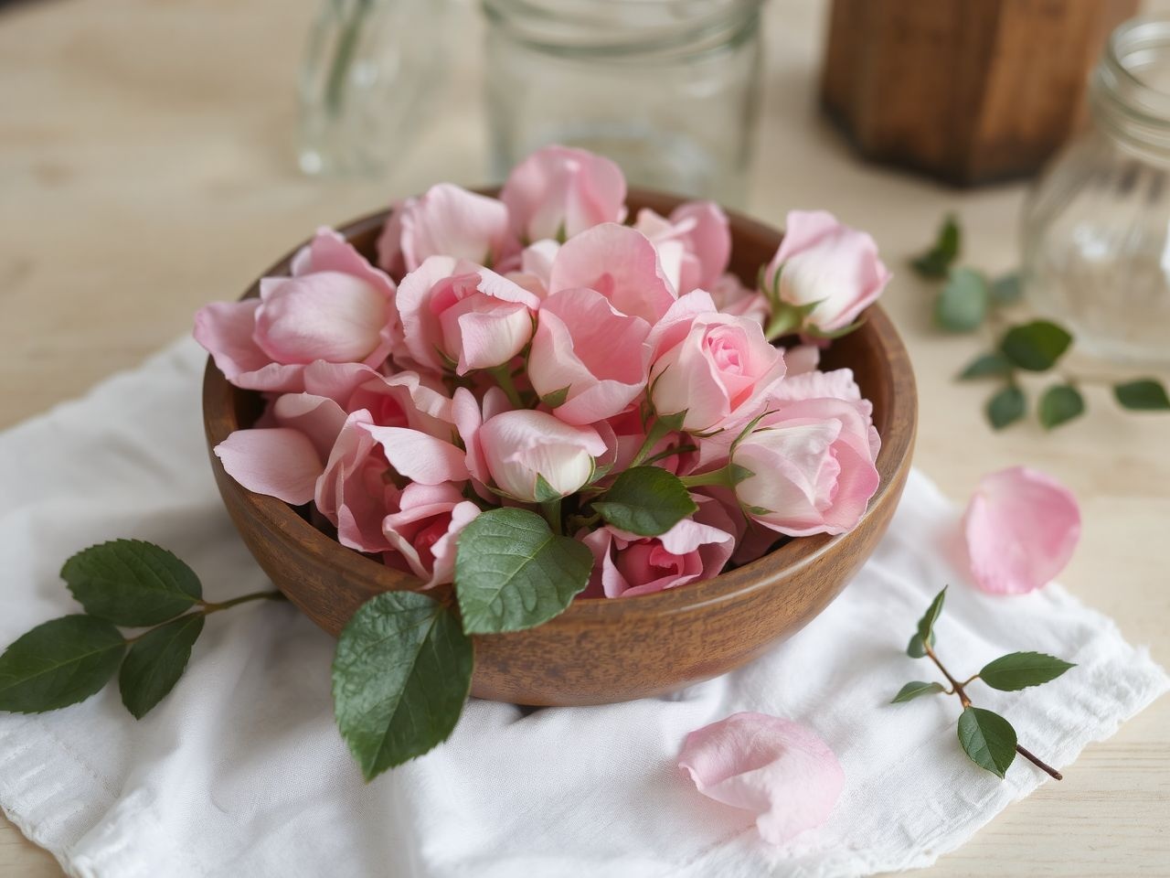 A friss rózsaszirom gondos válogatása a szörp ízének alapja.