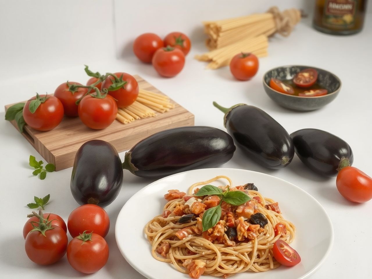 A padlizsán karamellizálása adja a tészta ízvilágát.