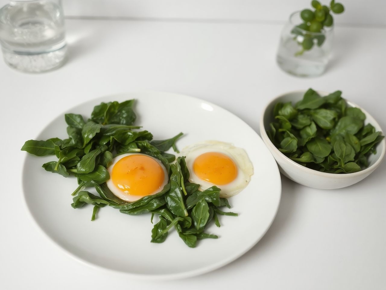 A spenót és tojás fehérjében és vasban gazdag energiaforrások.