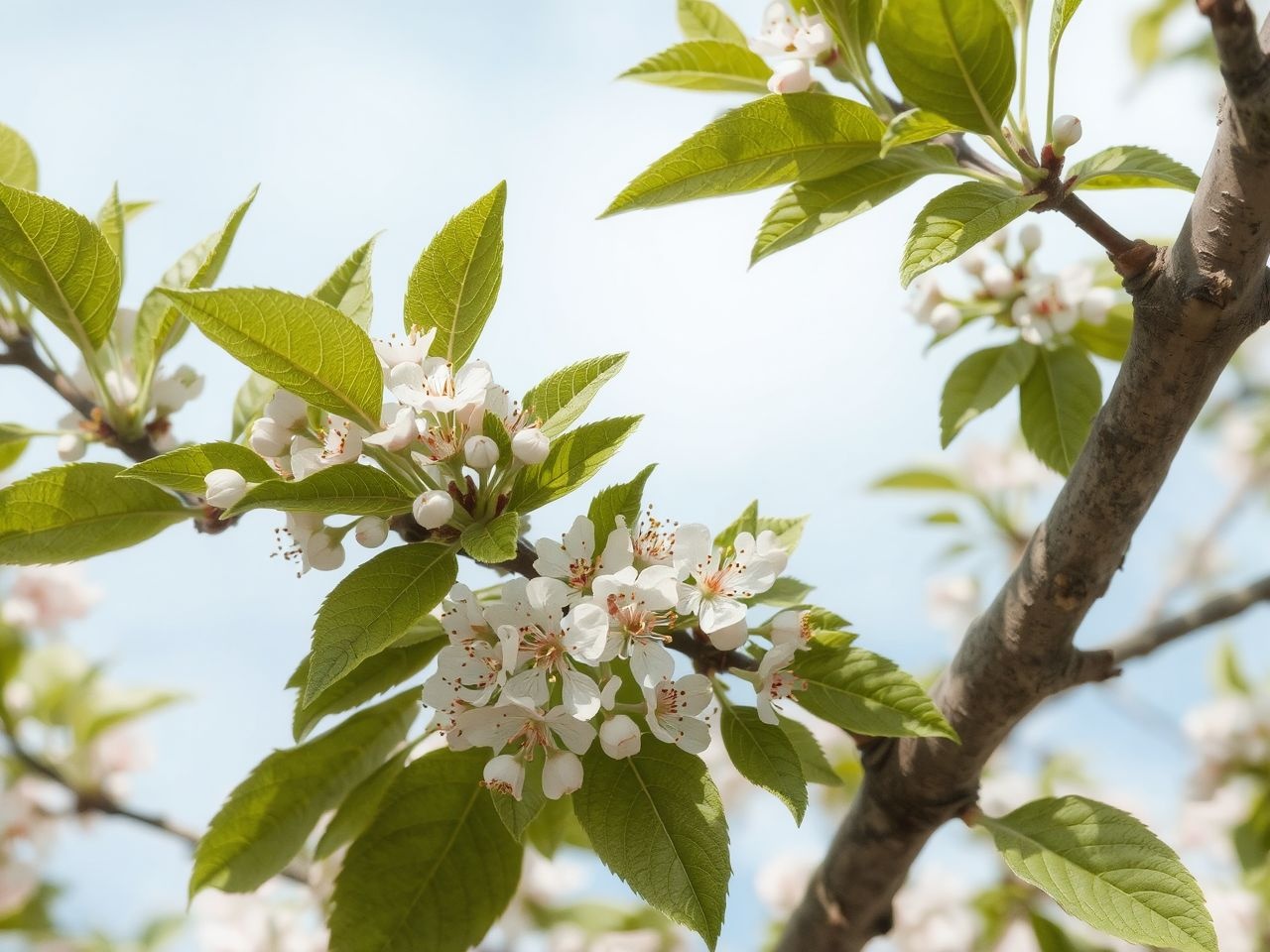A Jaboulay cseresznye korán virágzik, kompakt fa habitussal rendelkezik.