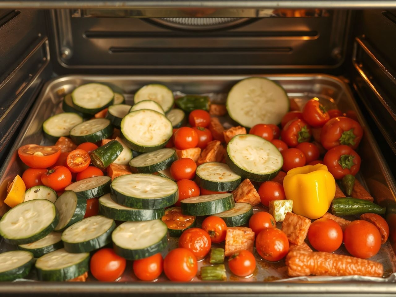 A cukkini tökéletesen puhul, ha más zöldségekkel sütjük együtt.