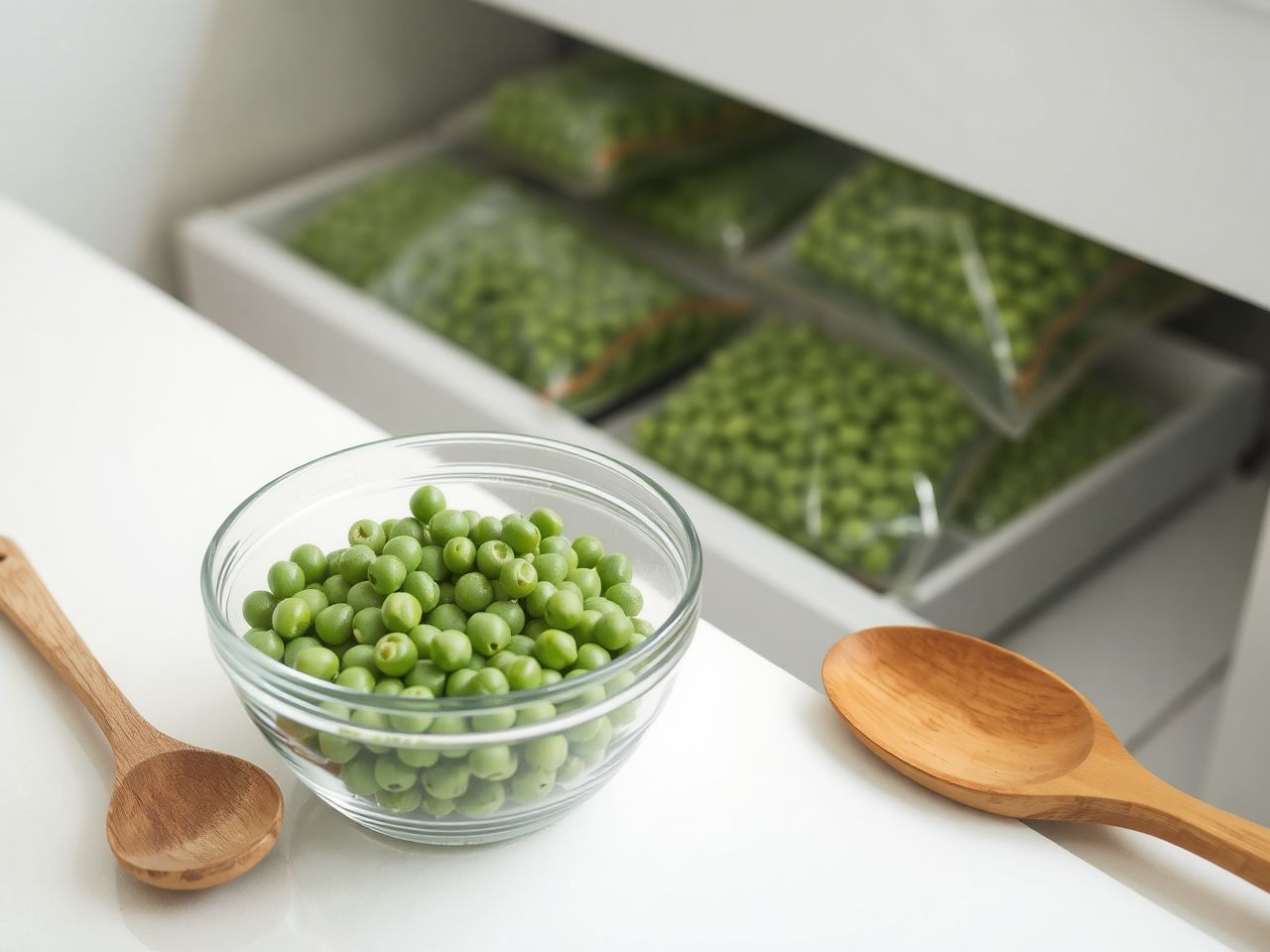 A fagyasztott zöldborsó levesek és saláták ízét frissíti.