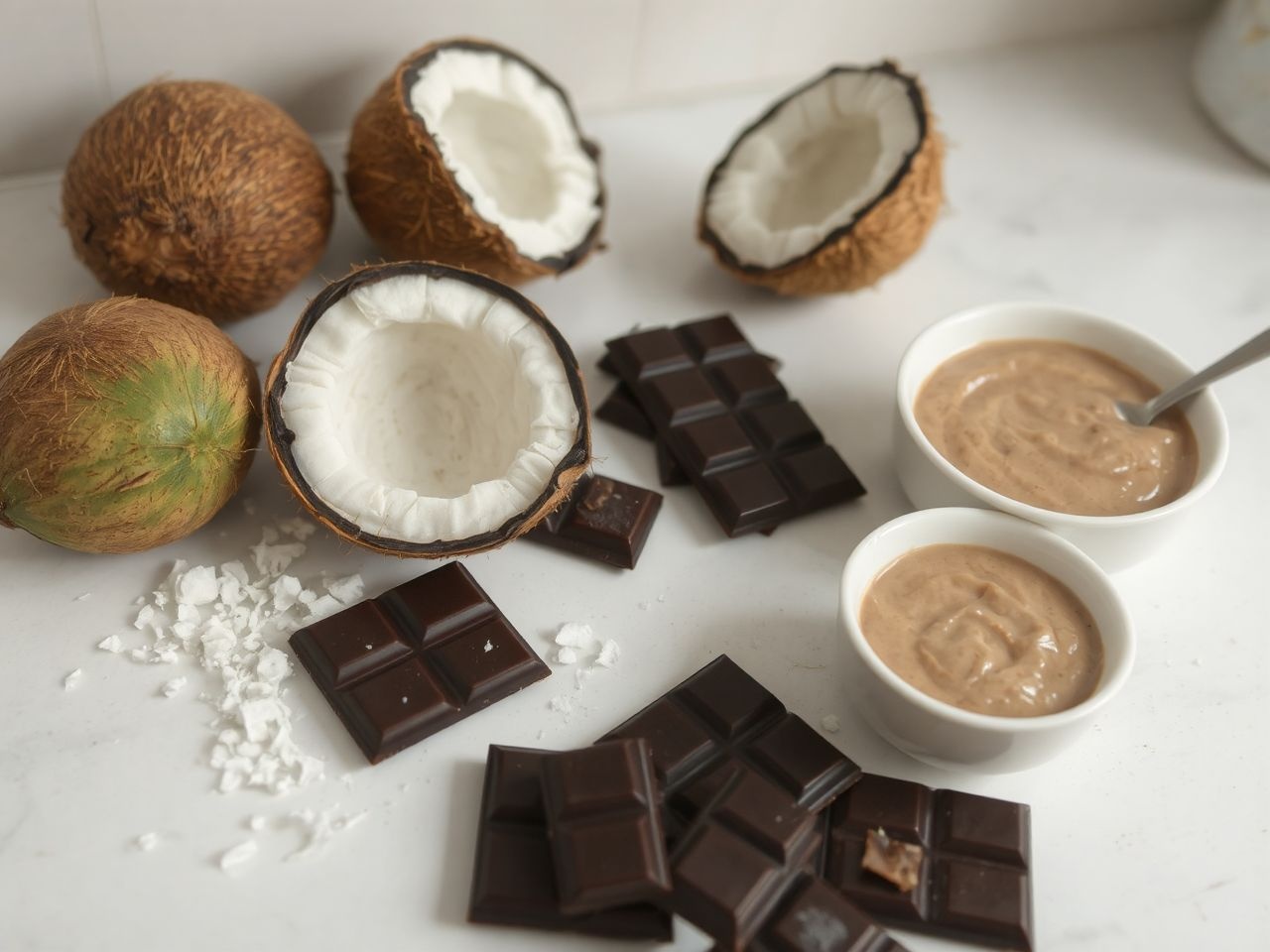 A kókusz és csokoládé tökéletes páros desszertekben, egzotikus ízekkel.