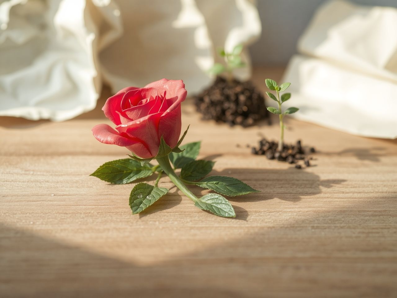 A mű rózsák újrahasznosítható anyagból csökkentik a hulladékot.