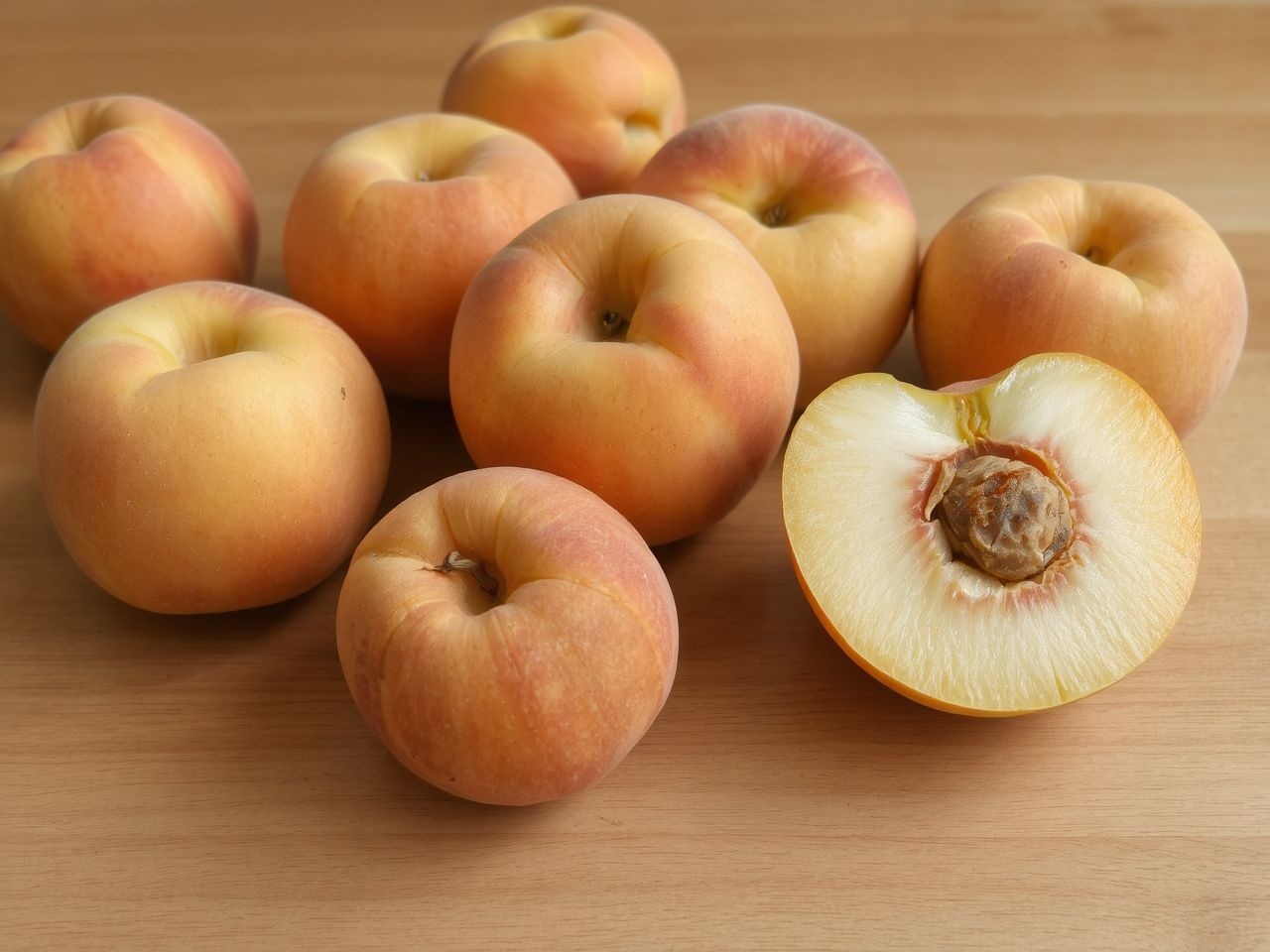 Középérésű fehér húsú őszibarackok ideálisak lekvárkészítéshez és friss fogyasztásra.