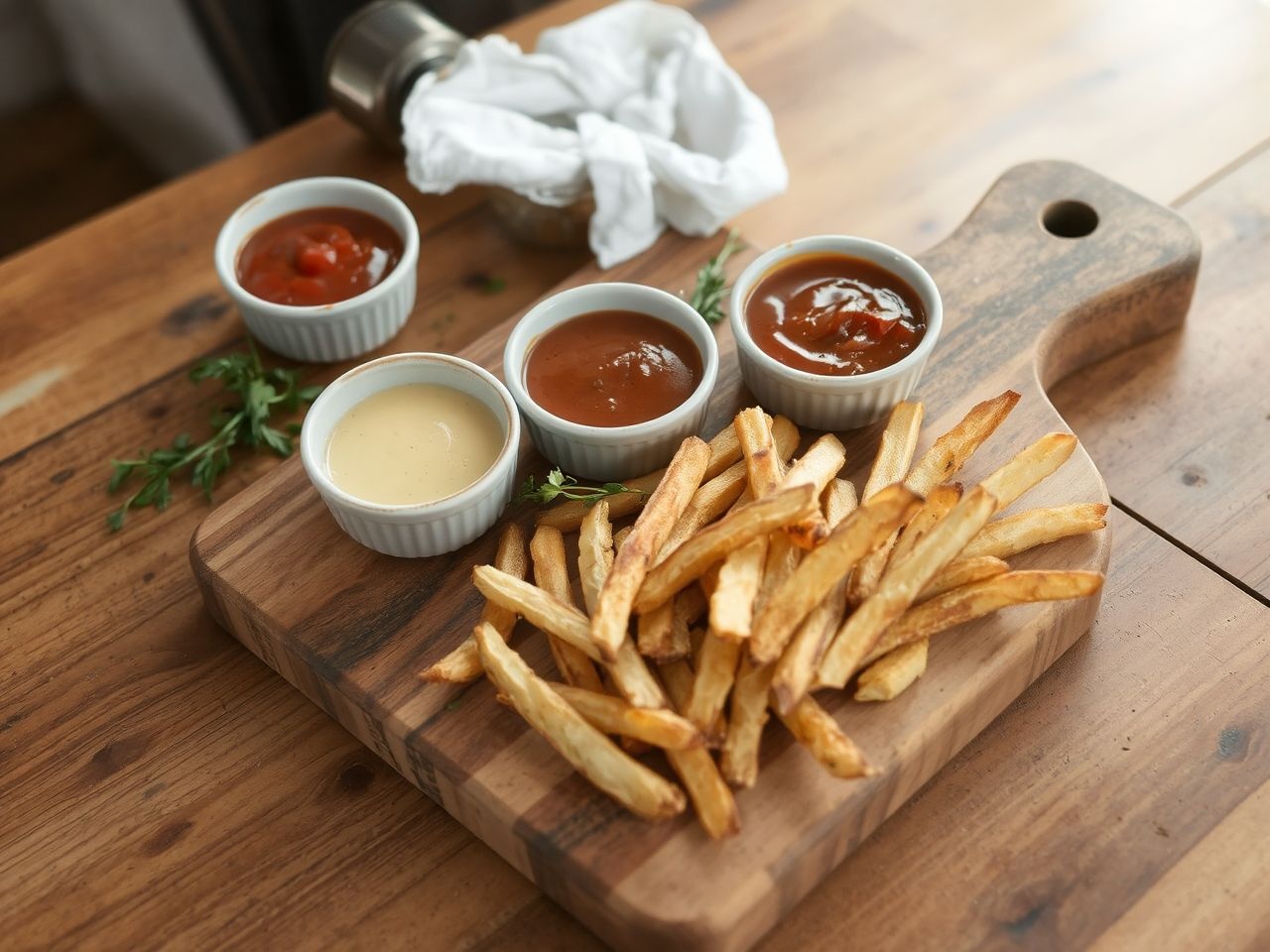 Friss fűszernövények fokozzák a mártogatósok ízélményét steak burgonyához.
