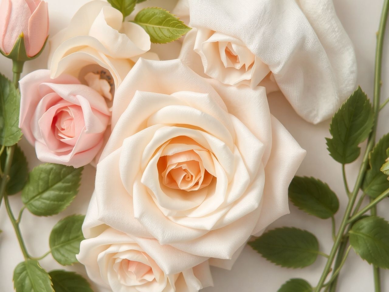 A modern mű rózsák főként selyem és műanyag anyagból készülnek.