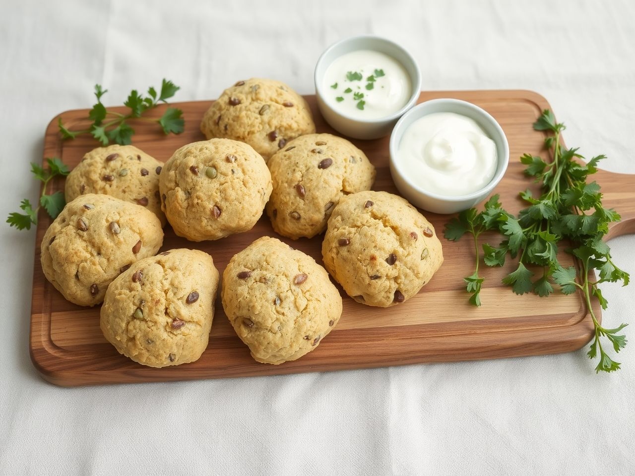 A lencsés pogácsa legjobb friss sajttal és hagymával tálalva.