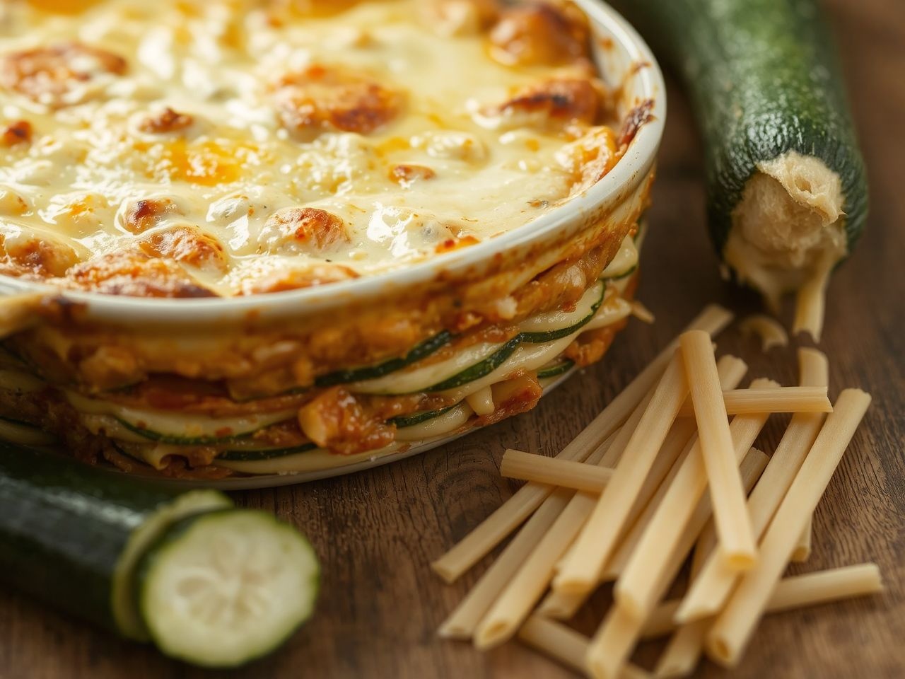 A tésztás rakott cukkini gazdagabb és táplálóbb étel.