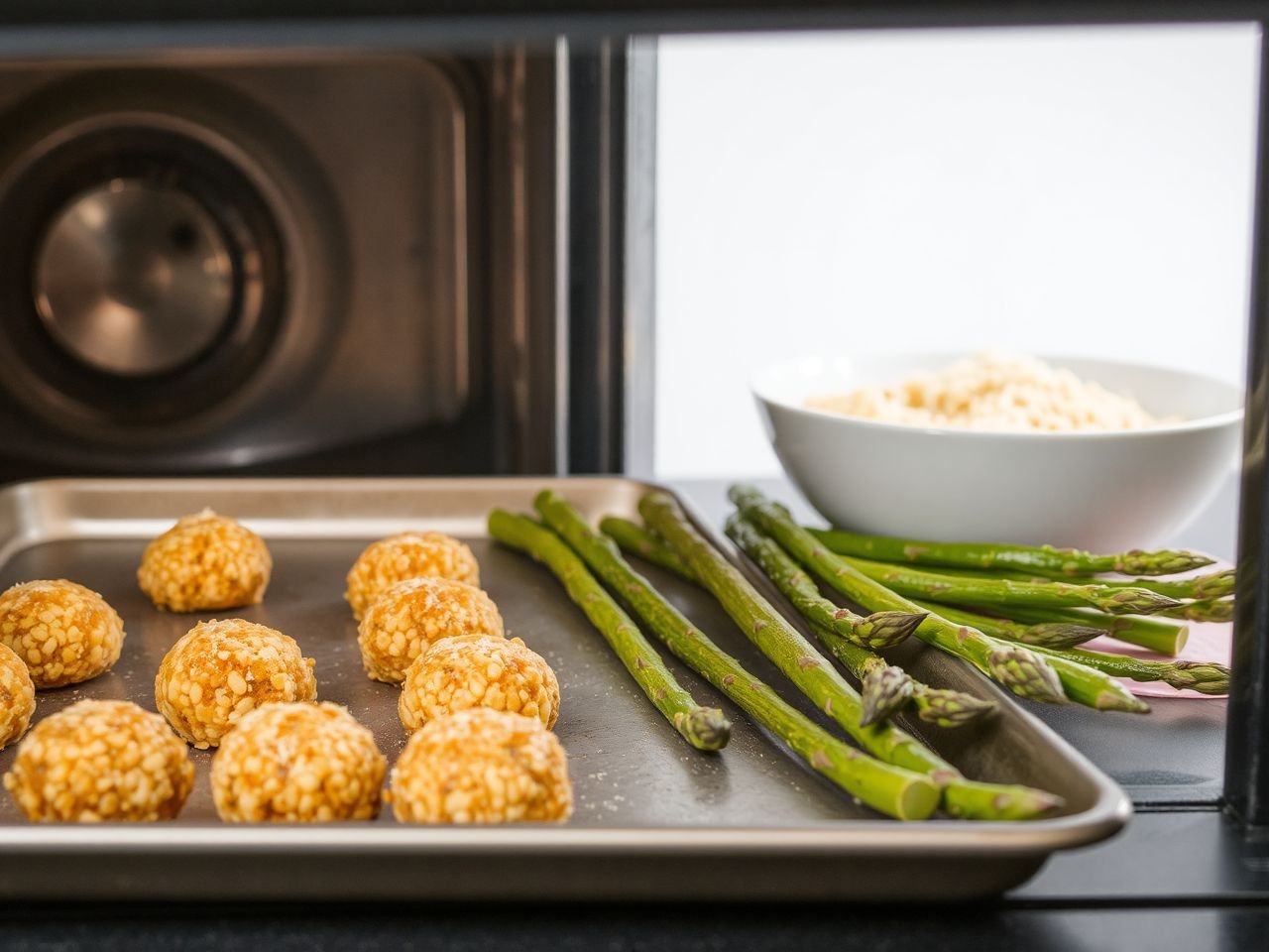 A sütőben sült arancini olaj nélküli, egészségesebb változat.