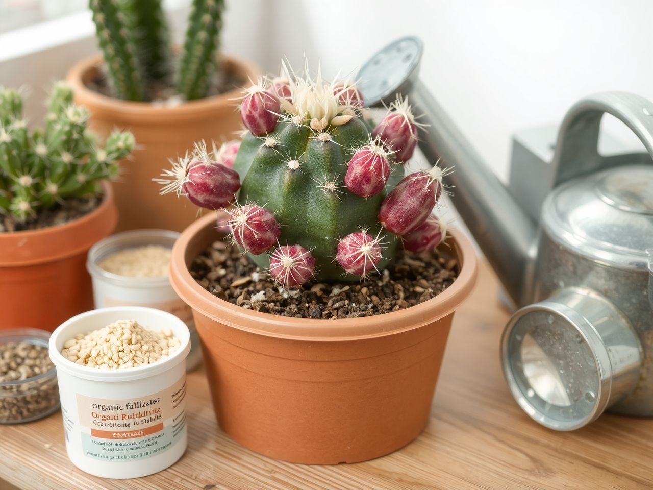 A rubinkaktusz tavaszi trágyázása serkenti a virágzást.