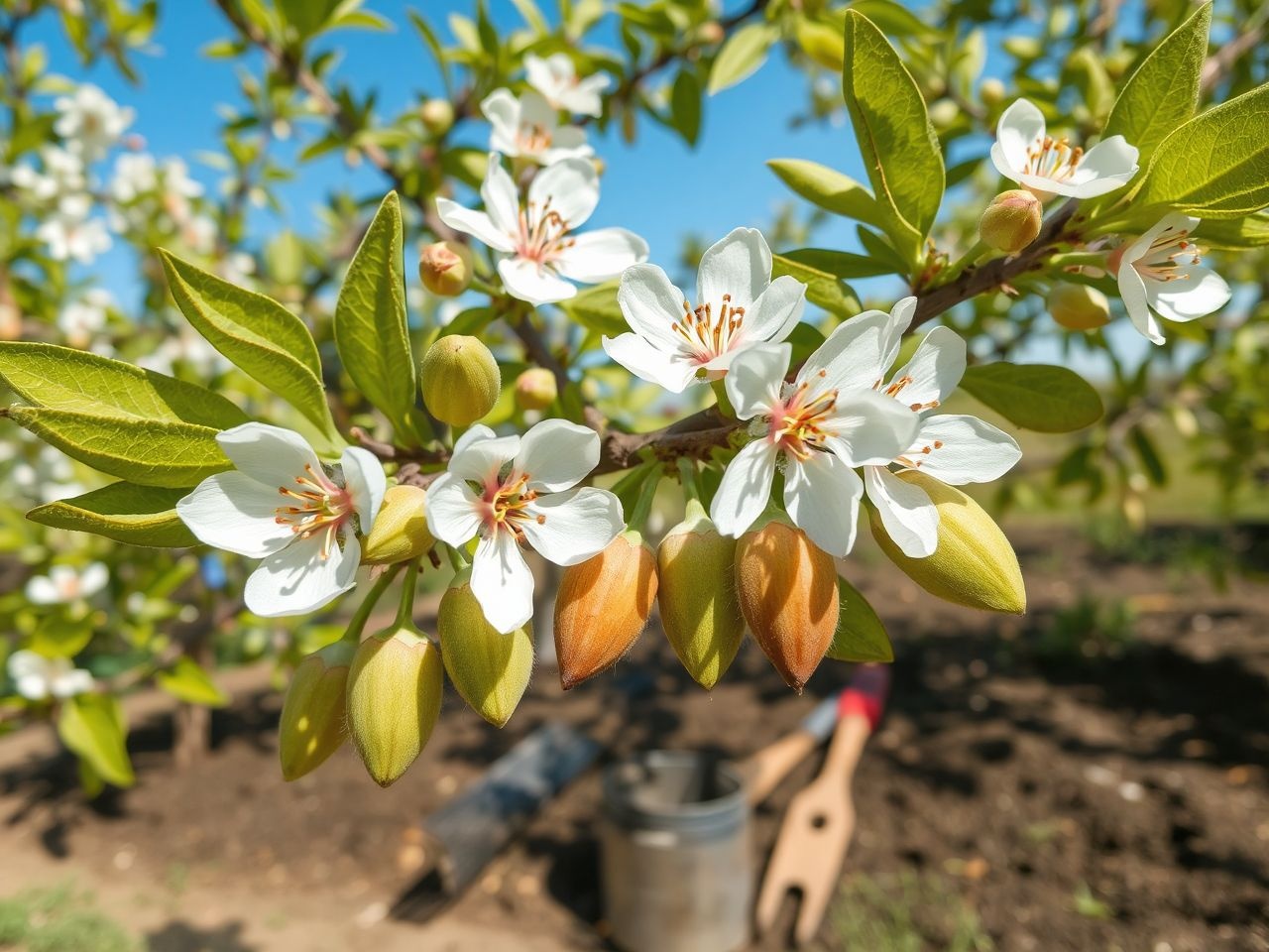 A mandulafa rendszeres metszéssel egészséges és bő termést hoz.